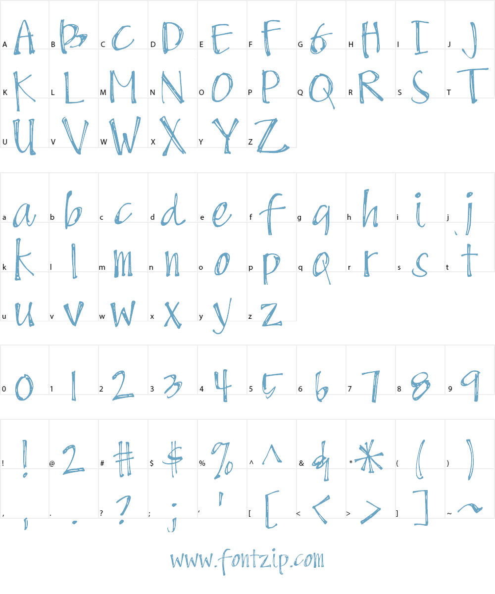 DJB Scruffy Angel Font Character